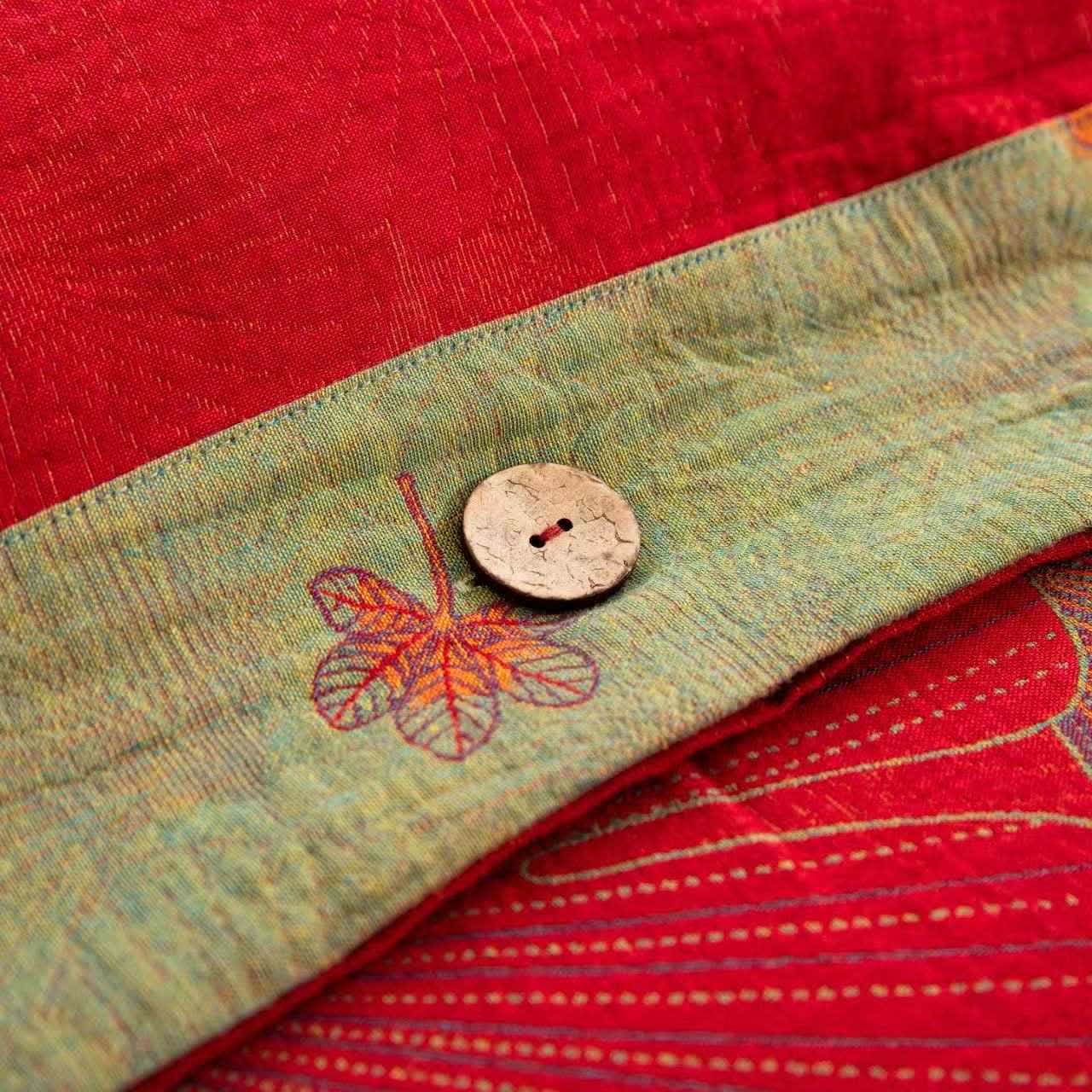 Linge de lit Ownkoti en gaze de pur coton avec un motif de feuille de ginkgo (ensemble de 4 pièces) - image 7