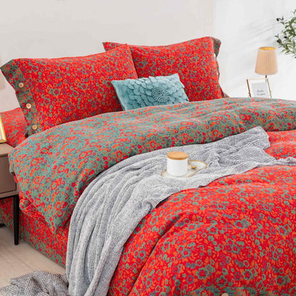 Linge de lit Ownkoti à motif floral en gaze de pur coton (ensemble de 4 pièces) - image 1