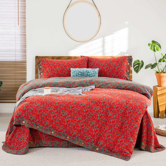 Linge de lit Ownkoti à motif floral en gaze de pur coton (ensemble de 4 pièces) - 220 cm x 240 cm - image 0