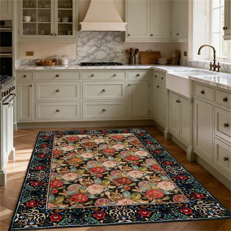 Tapis d'intérieur/extérieur Ownkoti à motif floral foncé - image 2