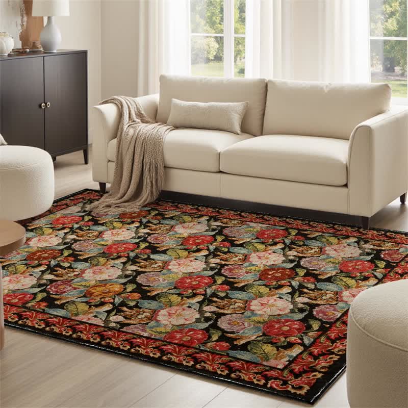 Tapis d'intérieur/extérieur Ownkoti à motif floral foncé - image 8
