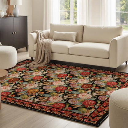 Tapis d'intérieur/extérieur Ownkoti à motif floral foncé - image 8