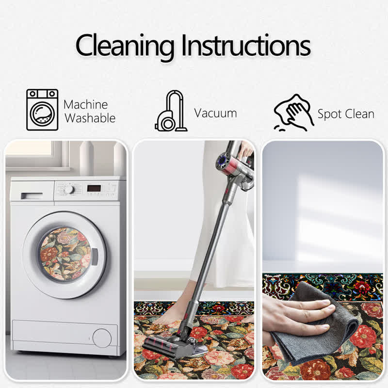 Tapis d'intérieur/extérieur Ownkoti à motif floral foncé - image 10