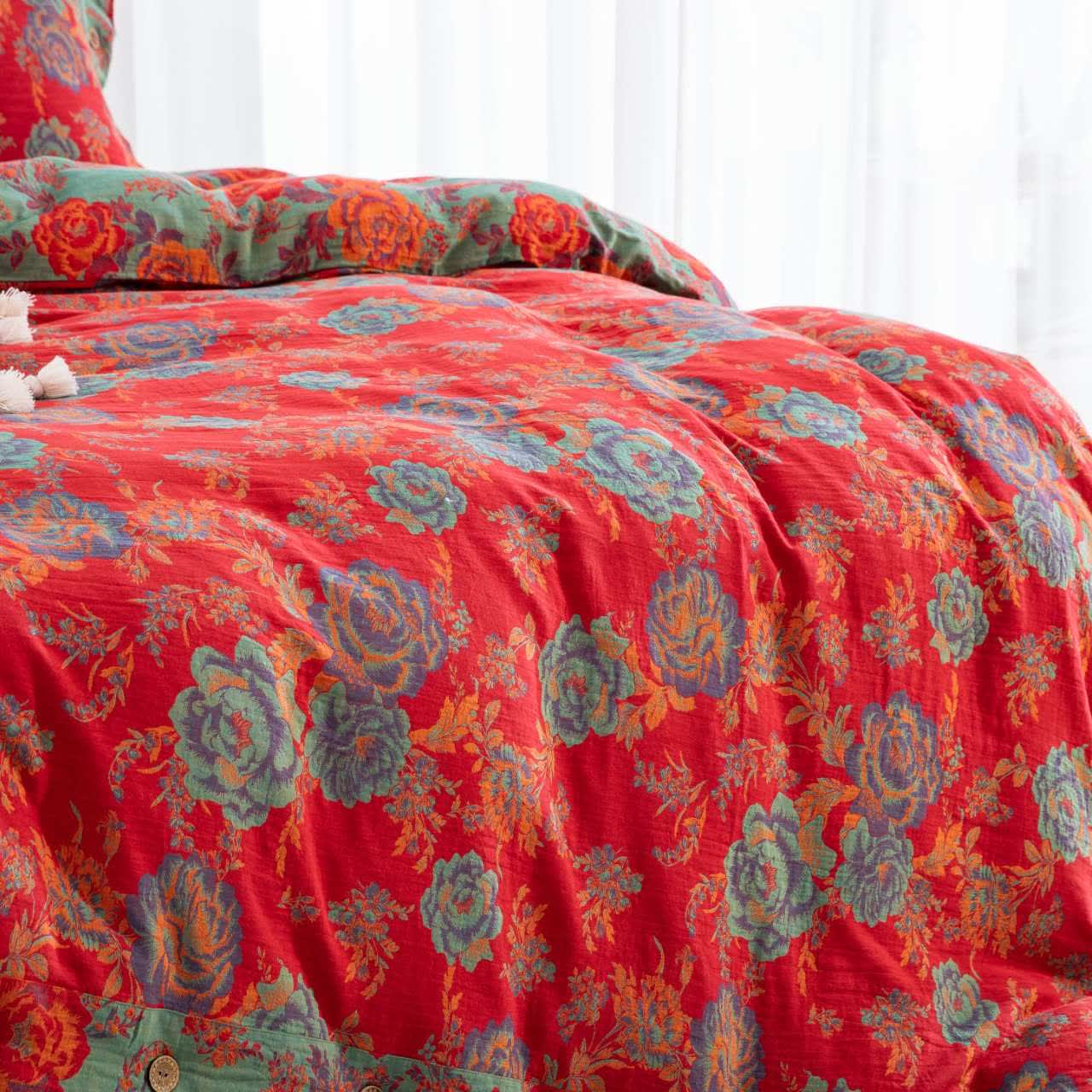 Ensemble de literie Ownkoti Pivoine en gaze de pur coton (4 pièces) - image 3