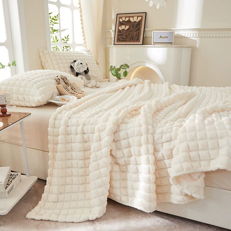 Couverture épaisse, chaude et moelleuse à carreaux - image 9