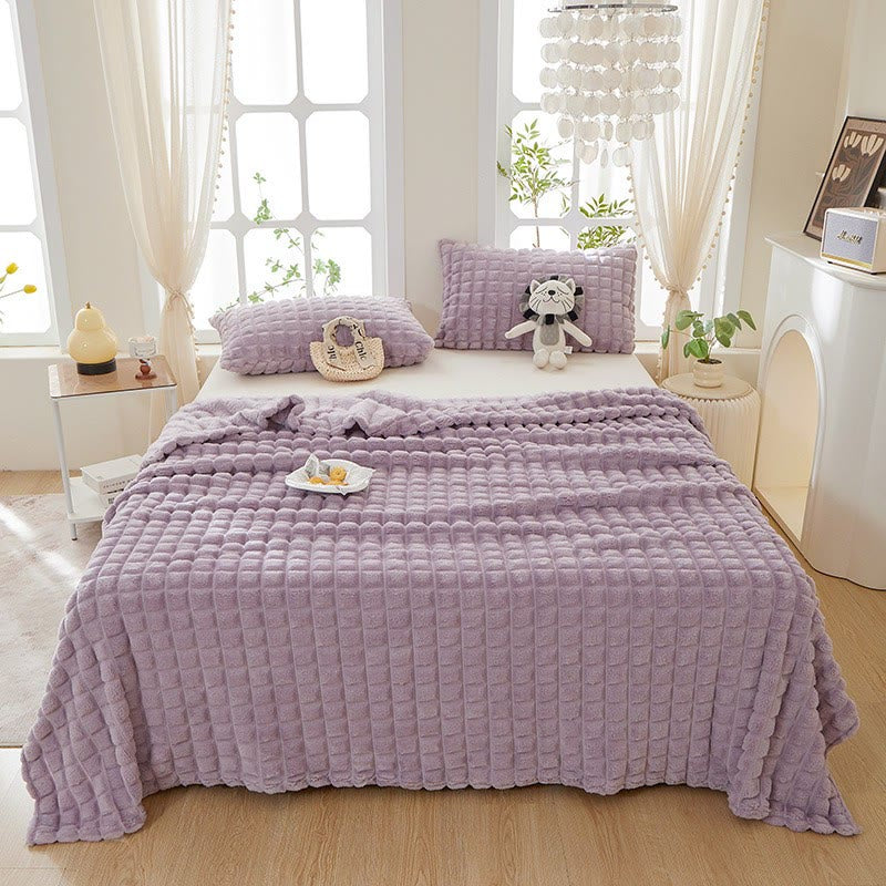 Couverture épaisse, chaude et moelleuse à carreaux - image 0