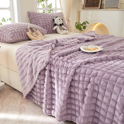 Couverture épaisse, chaude et moelleuse à carreaux - image 3