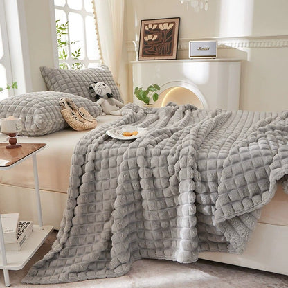 Couverture épaisse, chaude et moelleuse à carreaux - image 27