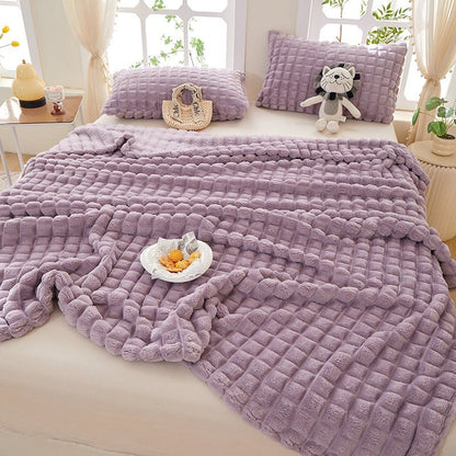 Couverture épaisse, chaude et moelleuse à carreaux - image 4