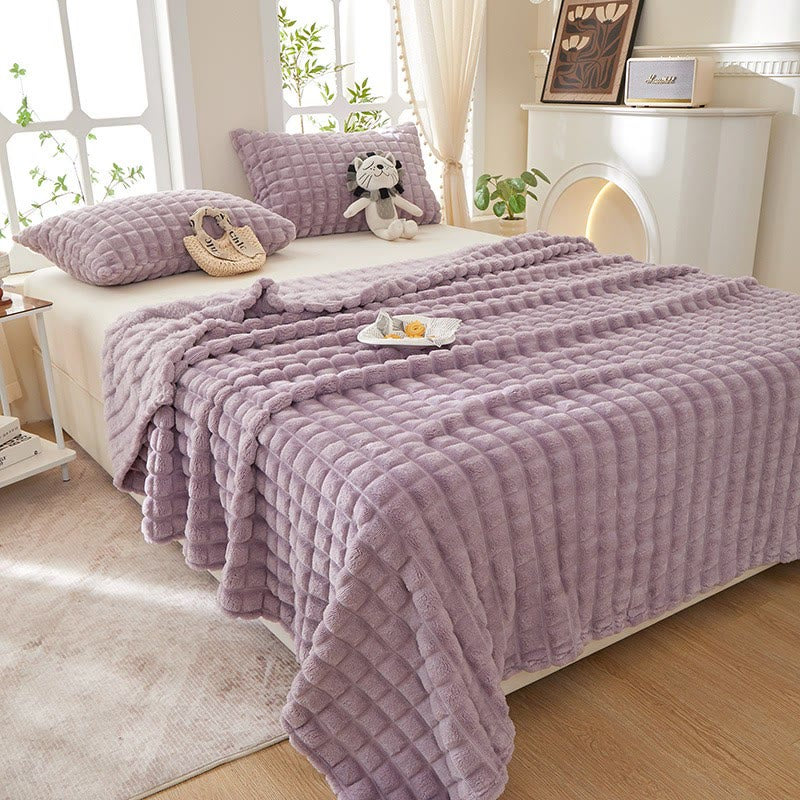 Couverture épaisse, chaude et moelleuse à carreaux - image 2