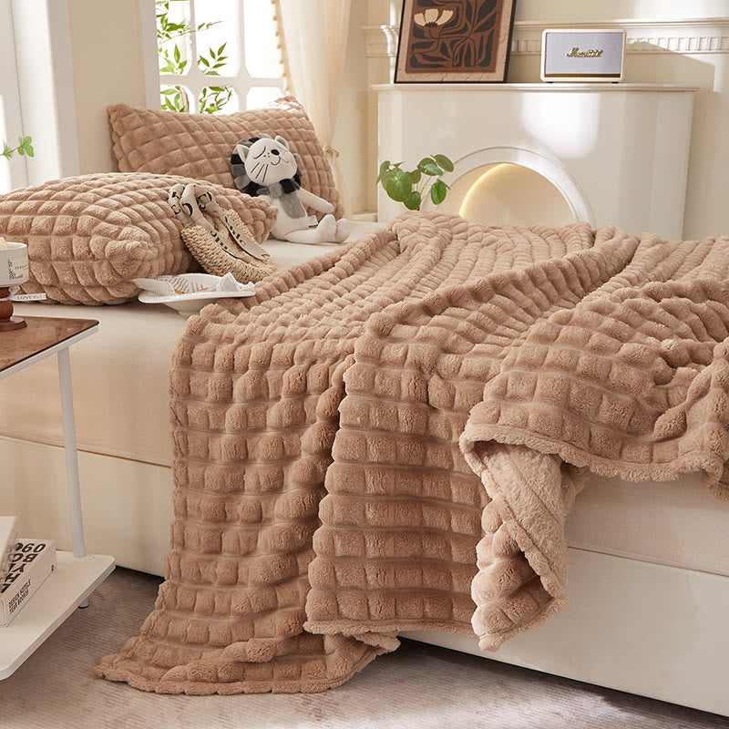 Couverture épaisse, chaude et moelleuse à carreaux - image 29