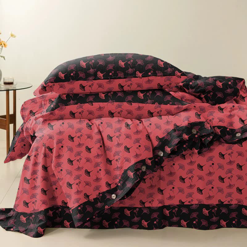 Ensemble de literie en gaze de coton Ownkoti Timeless Ginkgo (4 pièces) - image 6