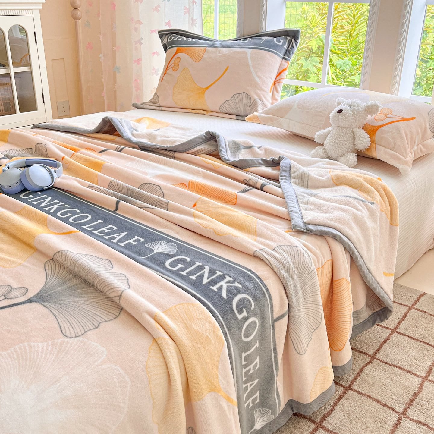 Couverture douillette et chaude en feuille de ginkgo - image 4