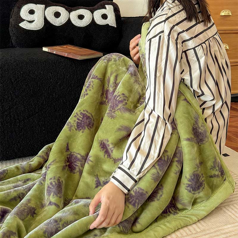 Plaid en flanelle à motif de feuilles tropicales - image 3