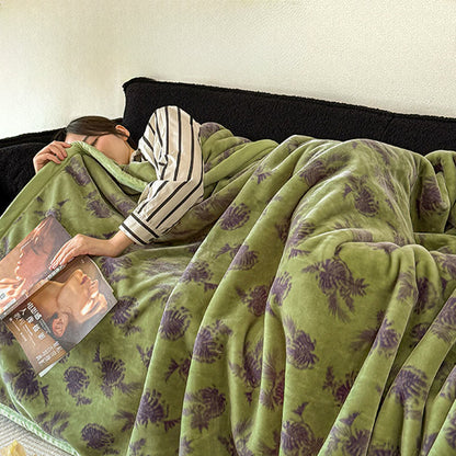 Plaid en flanelle à motif de feuilles tropicales - image 1