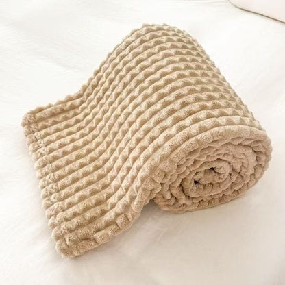 Couverture épaisse, chaude et moelleuse à carreaux - chameau - 200 cm x 230 cm - image 17