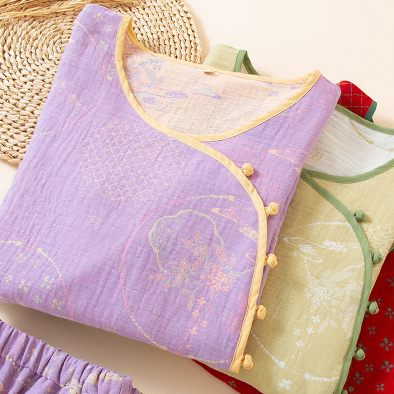 Vêtements d'intérieur Ownkoti style oriental rétro jacquard en gaze de coton - image 1