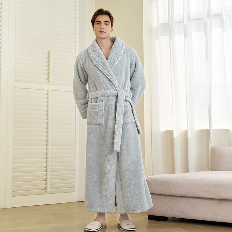 Peignoir luxueux en polaire double épaisseur - Bleu - Homme : 3XL - image 18