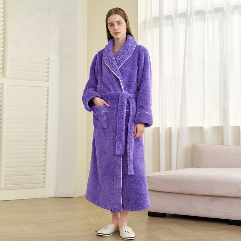 Peignoir luxueux en polaire double épaisseur - Violet - Femme : 3XL - image 16