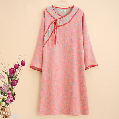 Nuisette en gaze de coton rose grande taille Ownkoti - 5XL - image 0