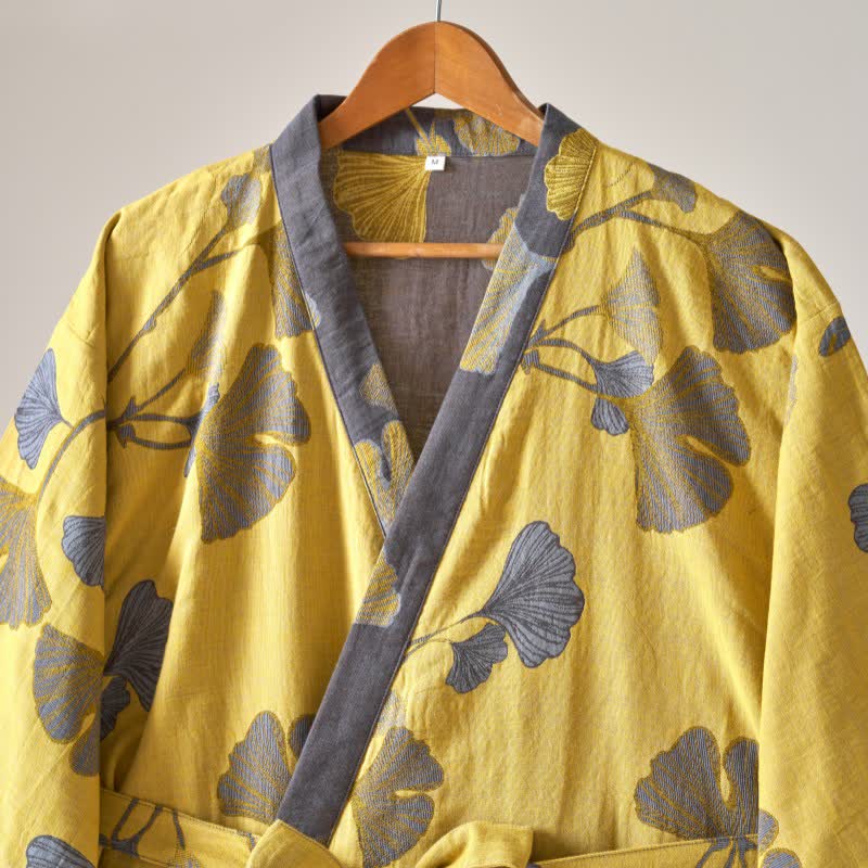 Peignoir kimono en gaze de coton et ginkgo - image 13