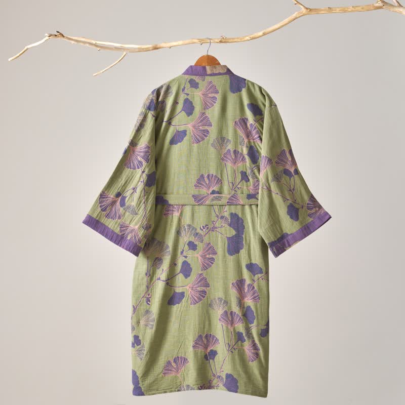 Peignoir kimono en gaze de coton et ginkgo - image 19