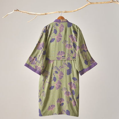 Peignoir kimono en gaze de coton et ginkgo - image 19