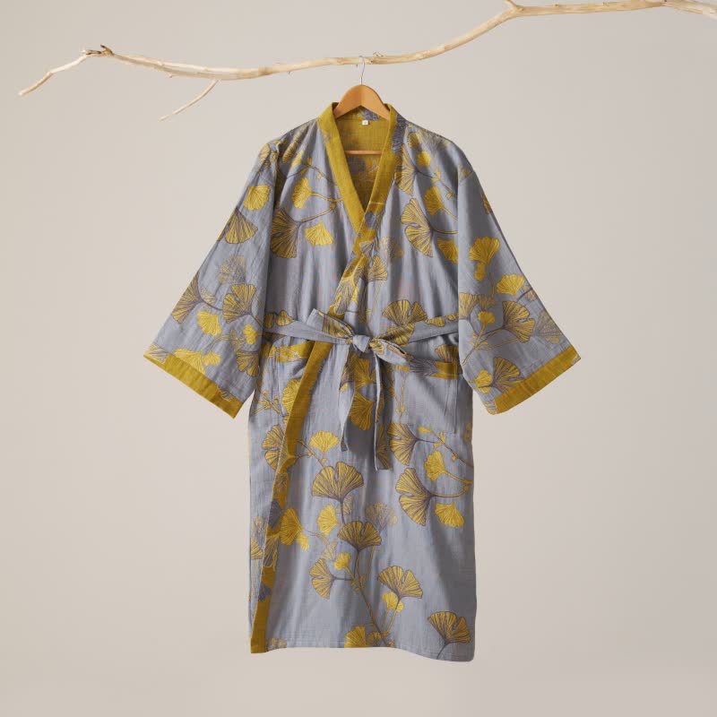 Peignoir kimono en gaze de coton et ginkgo - image 33