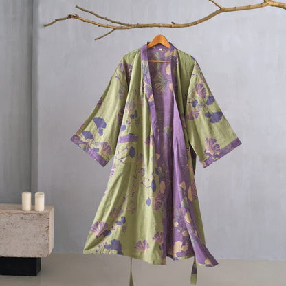 Peignoir kimono en gaze de coton et ginkgo - image 16