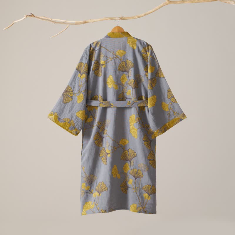 Peignoir kimono en gaze de coton et ginkgo - image 34