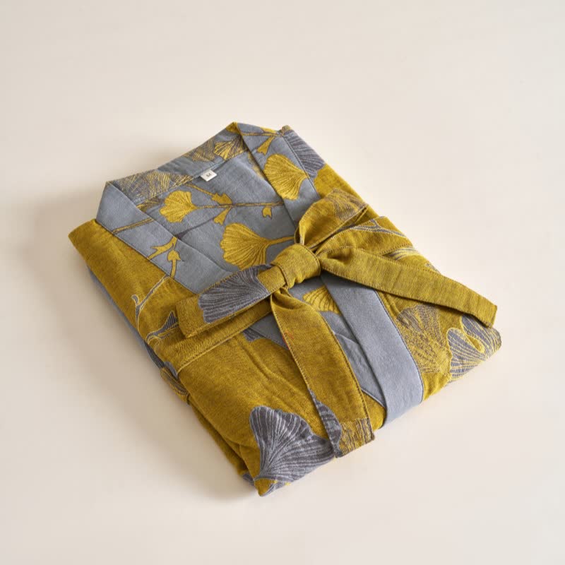Peignoir kimono en gaze de coton et ginkgo - image 43