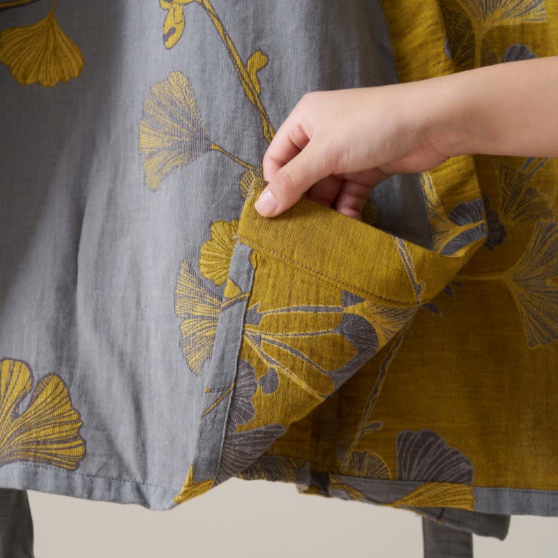 Peignoir kimono en gaze de coton et ginkgo - image 37