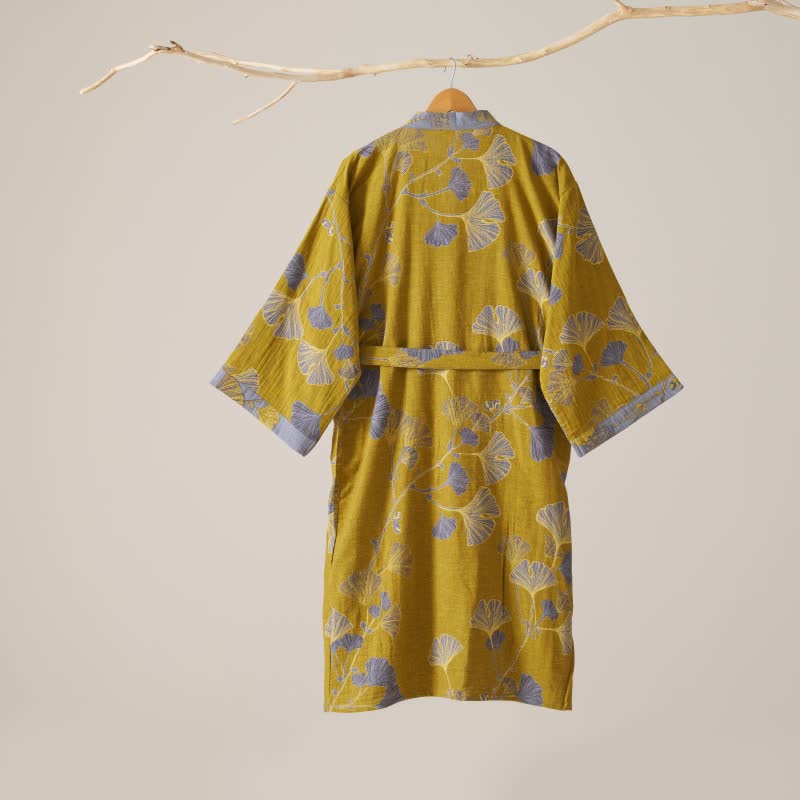 Peignoir kimono en gaze de coton et ginkgo - image 42