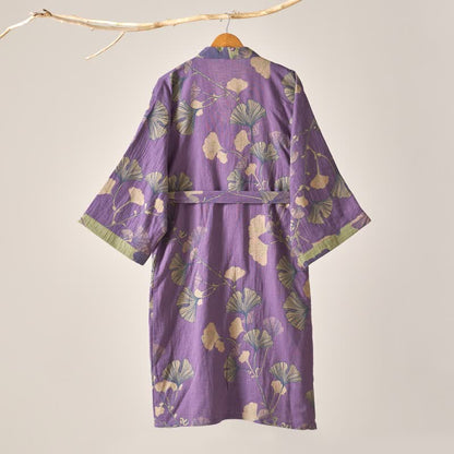 Peignoir kimono en gaze de coton et ginkgo - image 4