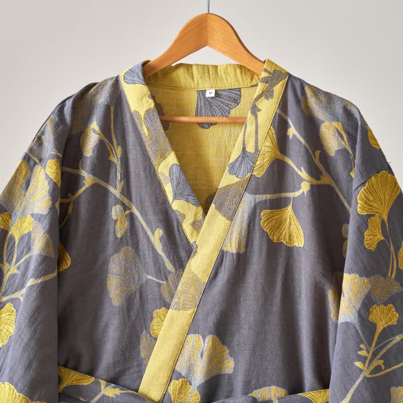 Peignoir kimono en gaze de coton et ginkgo - image 29
