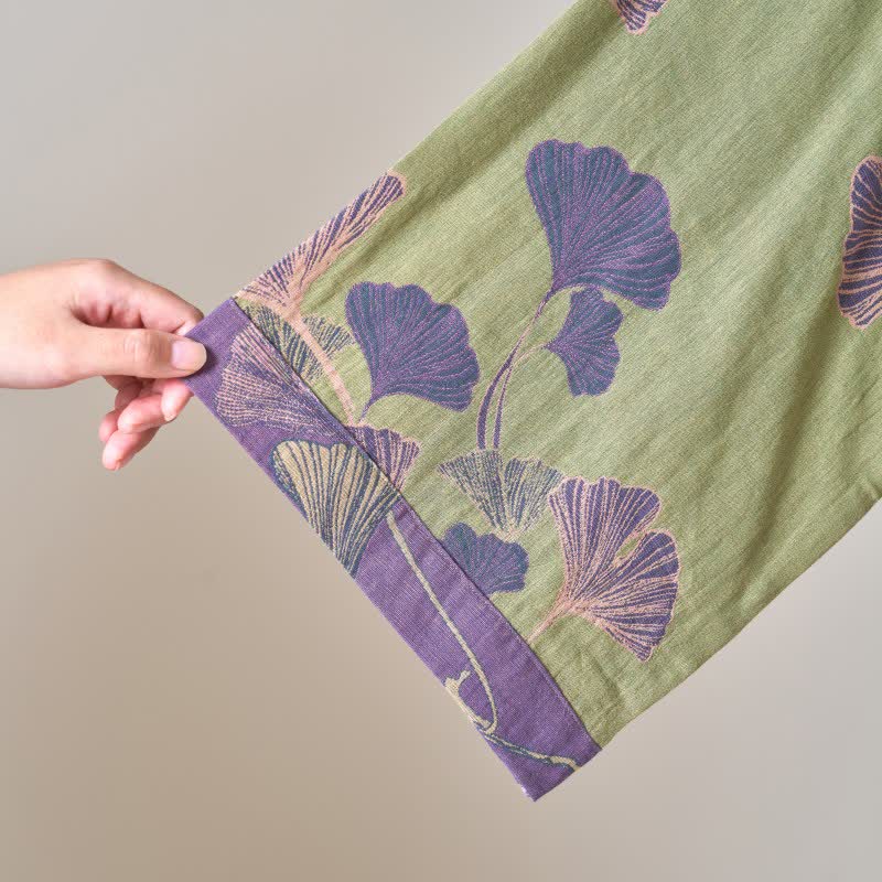 Peignoir kimono en gaze de coton et ginkgo - image 22