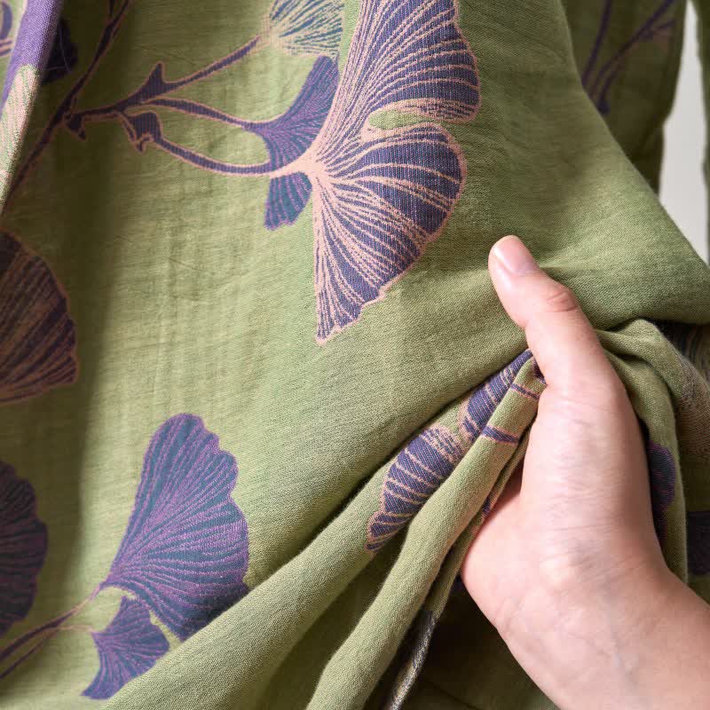 Peignoir kimono en gaze de coton et ginkgo - image 24