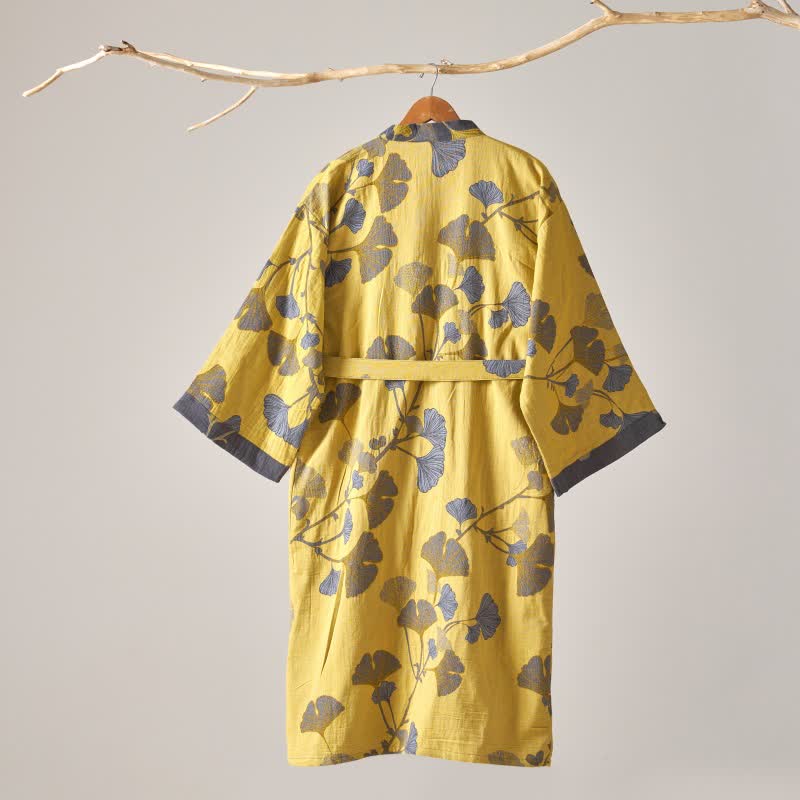 Peignoir kimono en gaze de coton et ginkgo - image 12