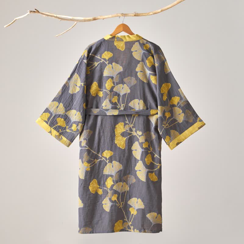 Peignoir kimono en gaze de coton et ginkgo - image 28
