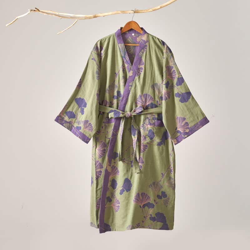 Peignoir kimono en gaze de coton et ginkgo - image 18