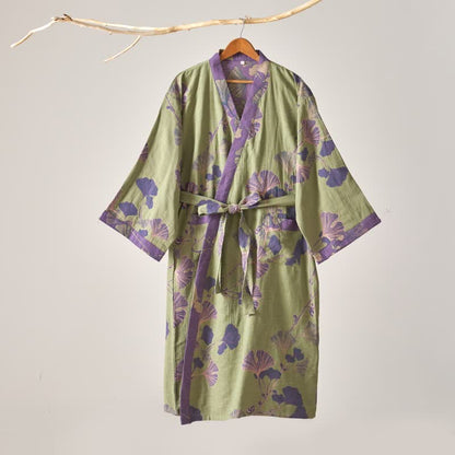Peignoir kimono en gaze de coton et ginkgo - image 18