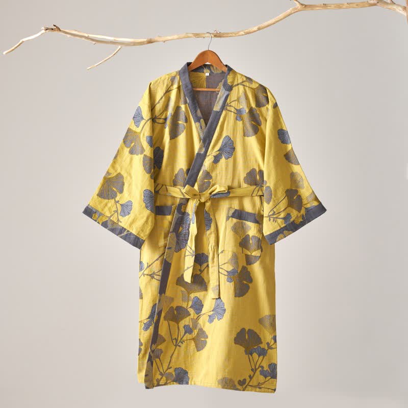 Peignoir kimono en gaze de coton et ginkgo - image 11