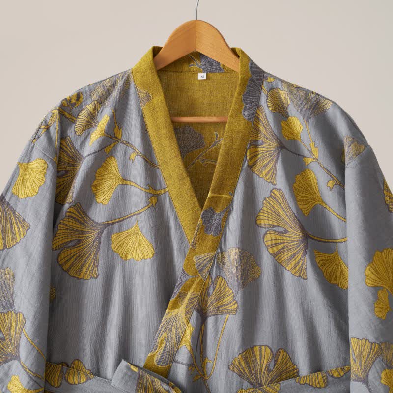 Peignoir kimono en gaze de coton et ginkgo - image 36