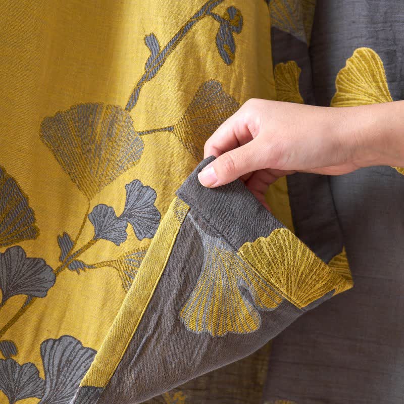 Peignoir kimono en gaze de coton et ginkgo - image 14