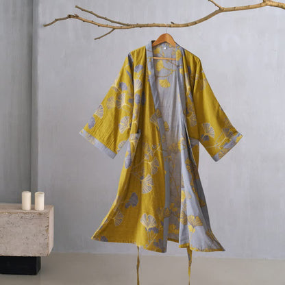 Peignoir kimono en gaze de coton et ginkgo - image 39