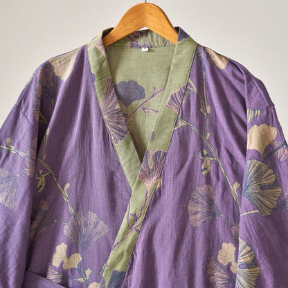 Peignoir kimono en gaze de coton et ginkgo - image 6