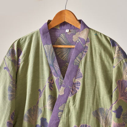 Peignoir kimono en gaze de coton et ginkgo - image 21