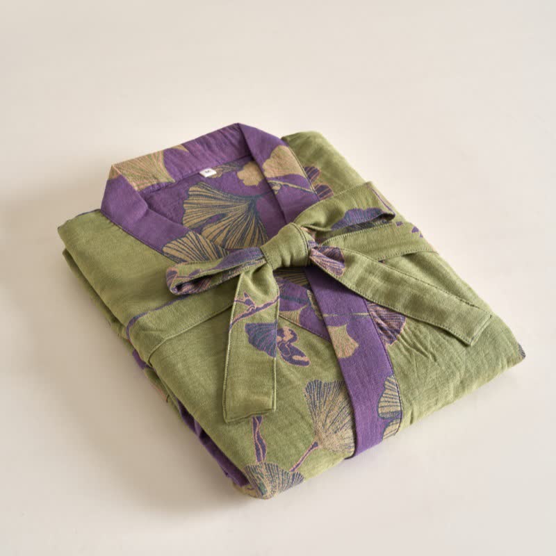 Peignoir kimono en gaze de coton et ginkgo - image 20