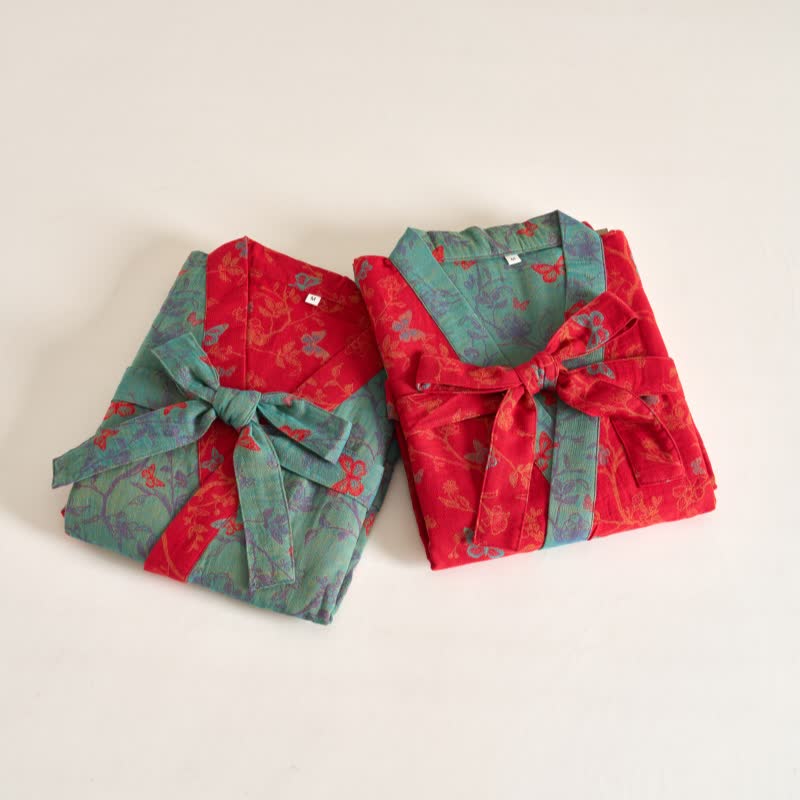 Peignoir kimono Ownkoti en gaze de coton style papillon vintage - image 2