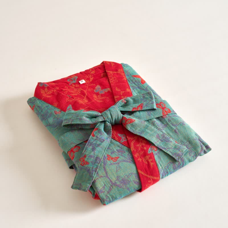 Peignoir kimono Ownkoti en gaze de coton style papillon vintage - image 14